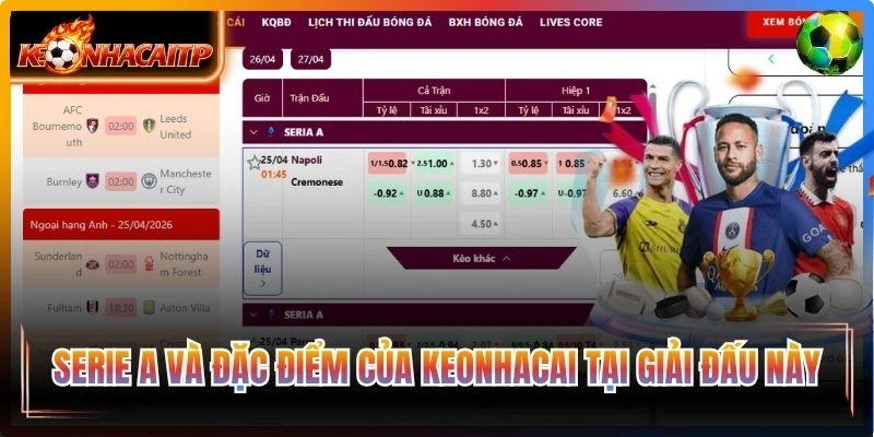 Serie A và đặc điểm keonhacai tại giải đấu này